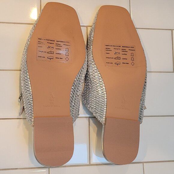 NIB Anthropologie Metallic Silver Woven Maryjane Mules - Picture 4 of 8